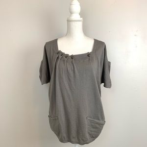 Maje Short Sleeve Pocket Sweater